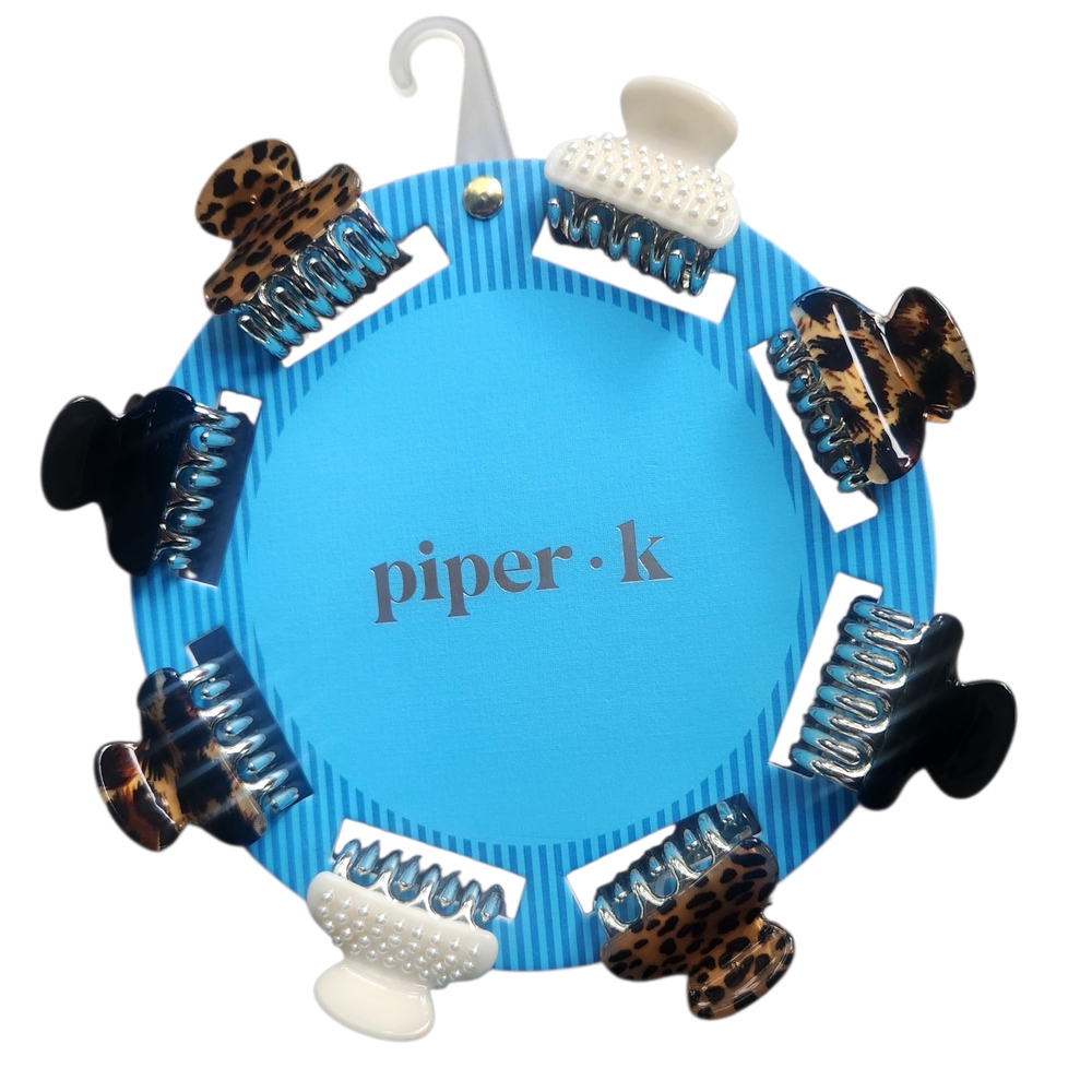 Piper K Leopard Pearl Hair Clip Set Of Eight